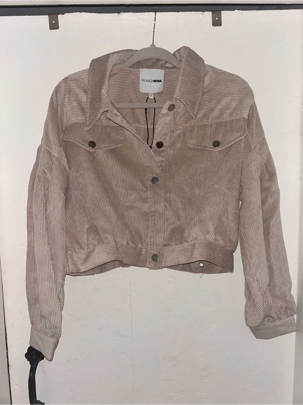 Fashion Nova Taupe Corduroy Cropped Jacket